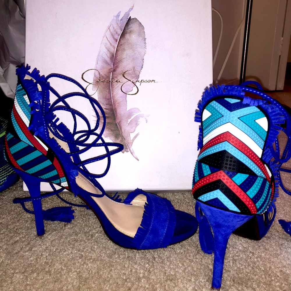 Jessica Simpson Blue Suede, Size 7.5